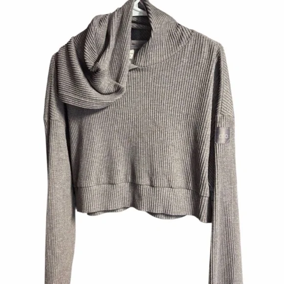 ALO Yoga Gray Ribbed Women's Sweater Small - Picture 4 of 4